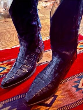 Exotic Croc-Embossed Snip-Toe Boots